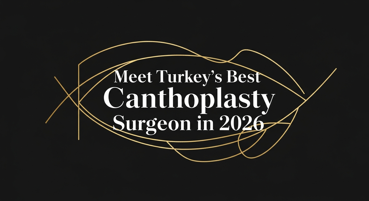 Promotional banner with a stylized gold eye outline on a black background and the headline